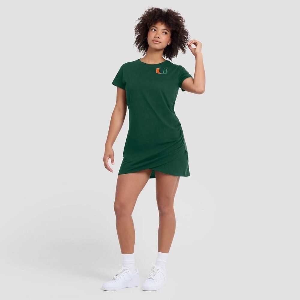 Fanatics Green University of Miami Hurricanes Short Ruched Dress NWT Small NCAA - Picture 2 of 12